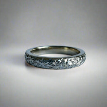 Load image into Gallery viewer, Plumeria with leaves All Around 3mm Barrel Ring in 14K White Gold
