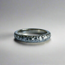 Load image into Gallery viewer, Plumeria All Around 3mm Barrel Ring in 14K White Gold
