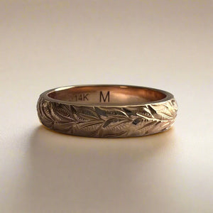 Hawaiian Makana Maile All Around 4mm Barrel Ring 