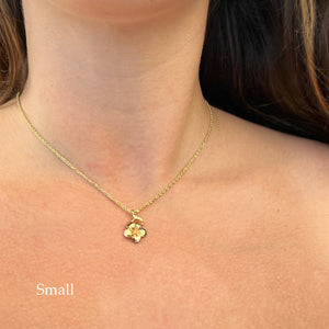 Hawaiian Plumeria w/ Leaf Pendant in 14K Gold [small, medium or large]