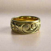 Load image into Gallery viewer, Hawaiian Old English &amp; Hibiscus 8mm Ring
