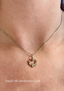 Three Plumeria Heart Pendant in 14K Gold [small, medium or large]