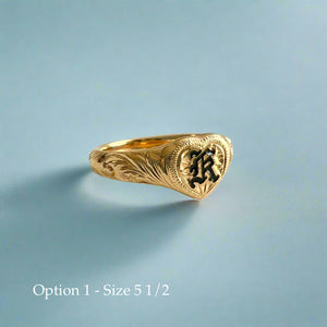 Heart Initial Hawaiian Ring in 14K Gold