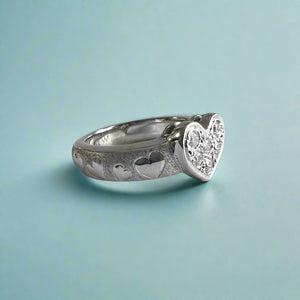 Valentine Diamond Hearts All Around Ring in 14K White Gold