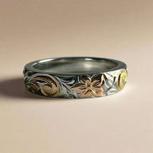 Load image into Gallery viewer, Tri-Color Haku Lei 4mm Ring in Platinum
