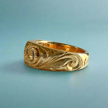 Load image into Gallery viewer, Oval Old English Signet Ring with Raised Initial &quot;K&quot; &amp; Diamonds in 14K Yellow Gold
