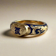 Load image into Gallery viewer, Ali&#39;i Heart Ring w/ Initial in 14K Yellow Gold
