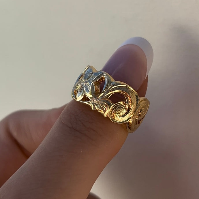 Pukalani Filigree 12mm Ring in 14K Yellow Gold