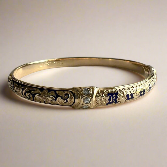 Ali'i 6mm Bangle Bracelet with Diamonds in 14K Yellow Gold