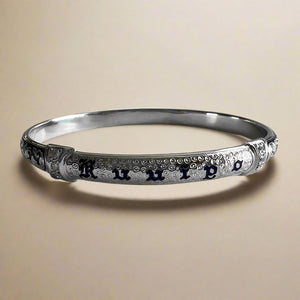 Ali'i 6mm Bangle Bracelet with Diamonds in 14K White Gold