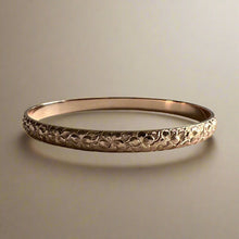 Load image into Gallery viewer, Plumeria with Leaves 6mm Bangle Bracelet in 14K Pink Gold
