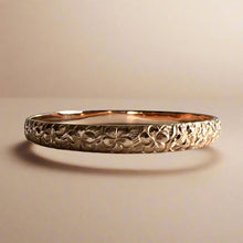 Load image into Gallery viewer, Plumeria with Leaves 6mm Bangle Bracelet in 14K Pink Gold
