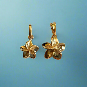 Hawaiian Plumeria Pendants in 14K yellow Gold