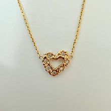 Load image into Gallery viewer, Mini Plumeria Heart Necklace with Diamonds in 14K Gold
