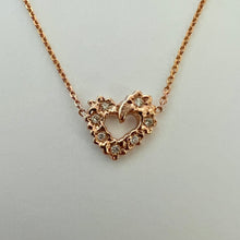 Load image into Gallery viewer, Mini Plumeria Heart Necklace with Diamonds in 14K Gold
