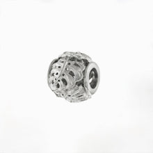 Load image into Gallery viewer, Small Monstera Filigree Bead Pendant in 14K White Gold
