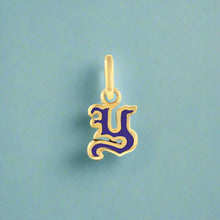 Load image into Gallery viewer, Enamel Letter Initial Y Pendant in 14K Yellow Gold
