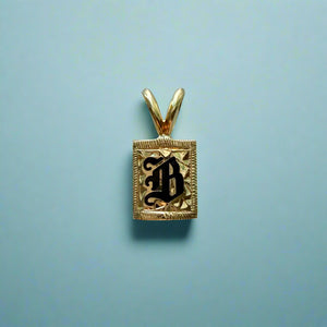 8mm Enamel Initial B Pendant in 14K Gold