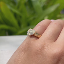 Load and play video in Gallery viewer, Hibiscus &amp; Old English Valentine Heart Ring in 14K Yellow Gold
