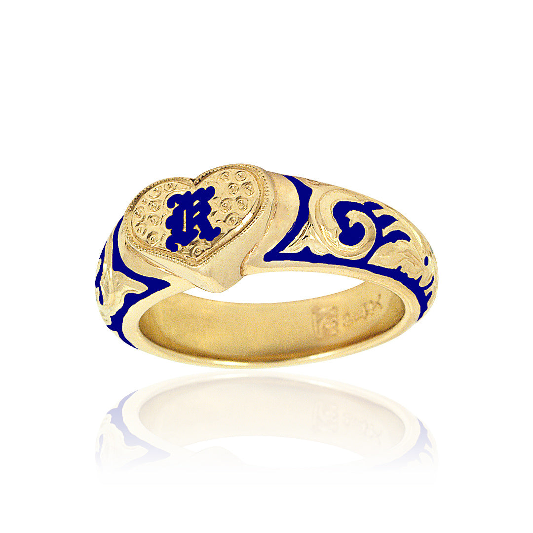 Gold heart hot sale initial ring